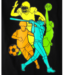 Childrens Place Black Multi Sports Graphic Tee